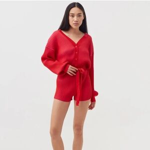 NEW Adidas X Ivy Park Red Rib Knit Cardigan Romper L